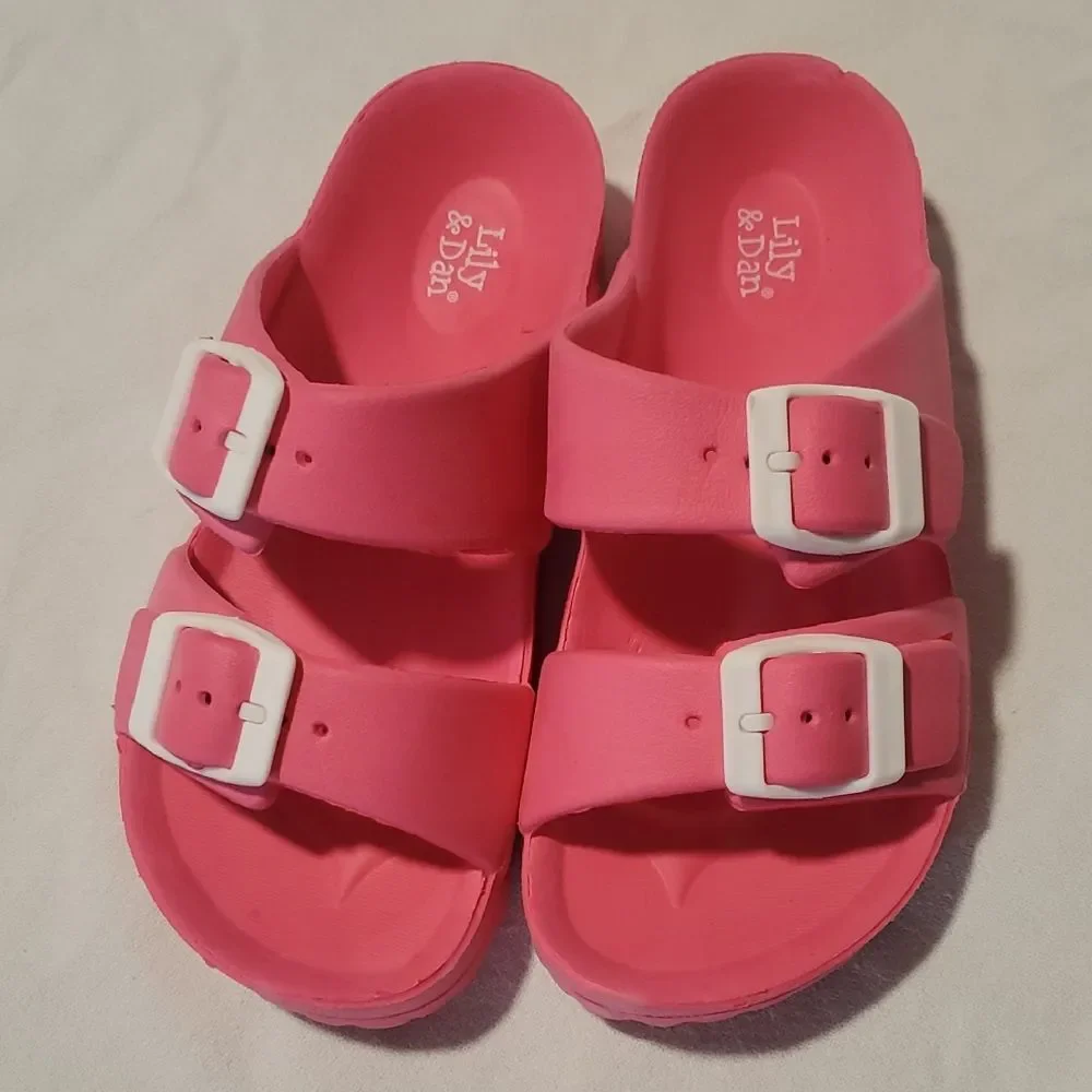 Lily & Dan 11/12 Girls' Pink Buckle Sandals